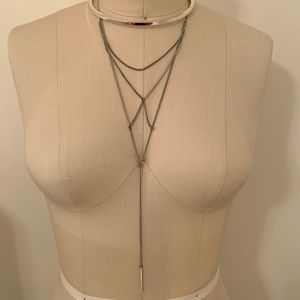 Jenny Bird silver choker & lariat necklace | OS